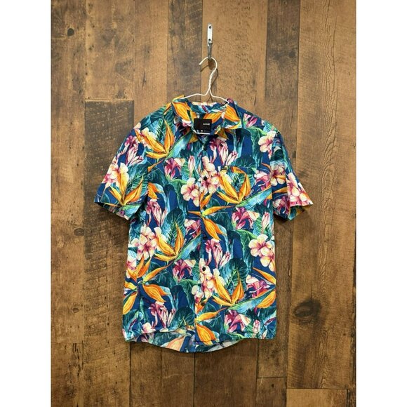 Hurley Men’s Hawaiian Button Up Short Sleeve Shirt Medium EUC - Picture 2 of 5